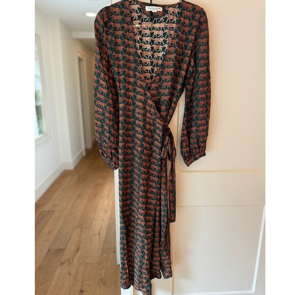 Emerson Fry Black and Brown Patterned Midi Dress - Picture 1 of 8
